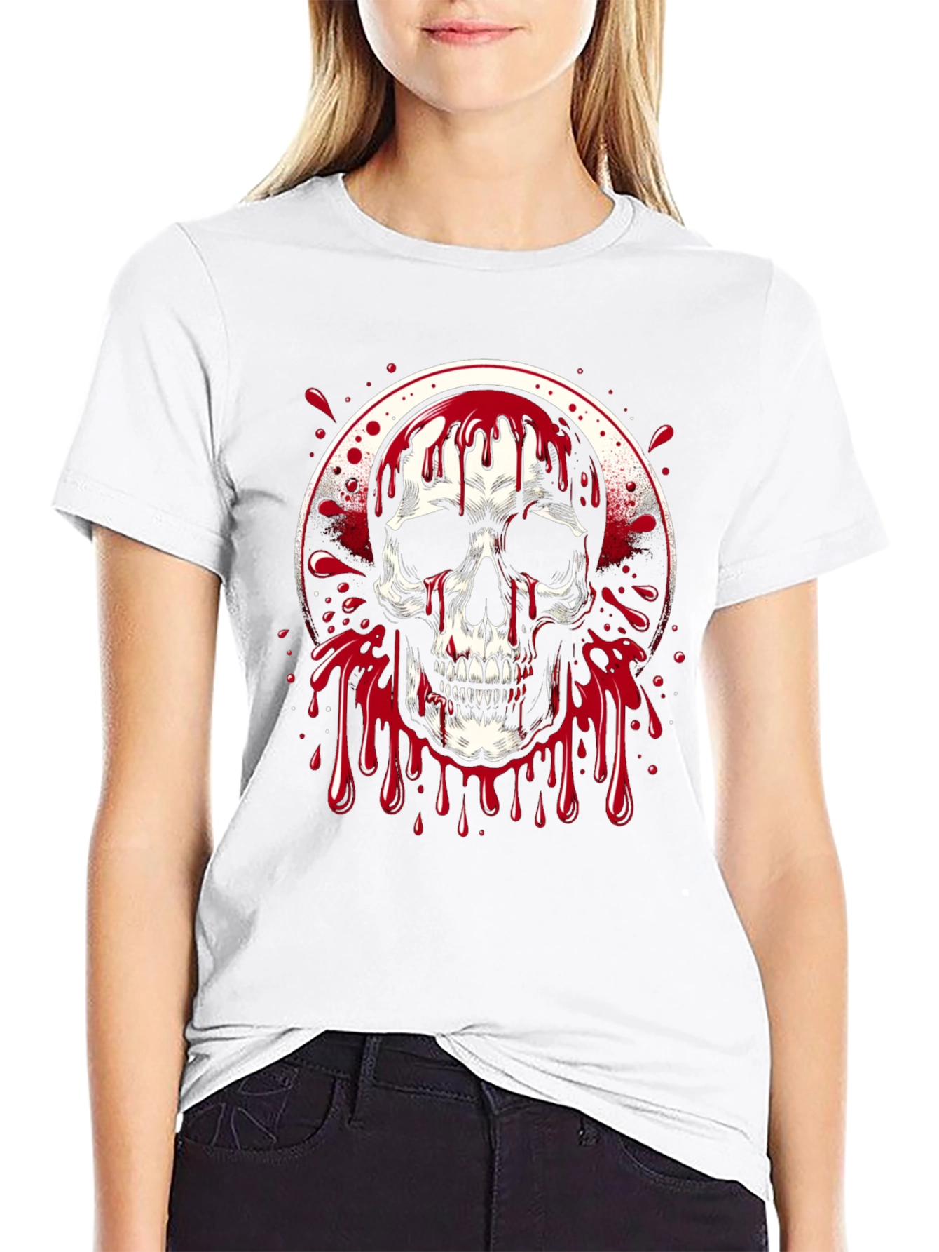 Bleeding Skull Graphic Tee - Black