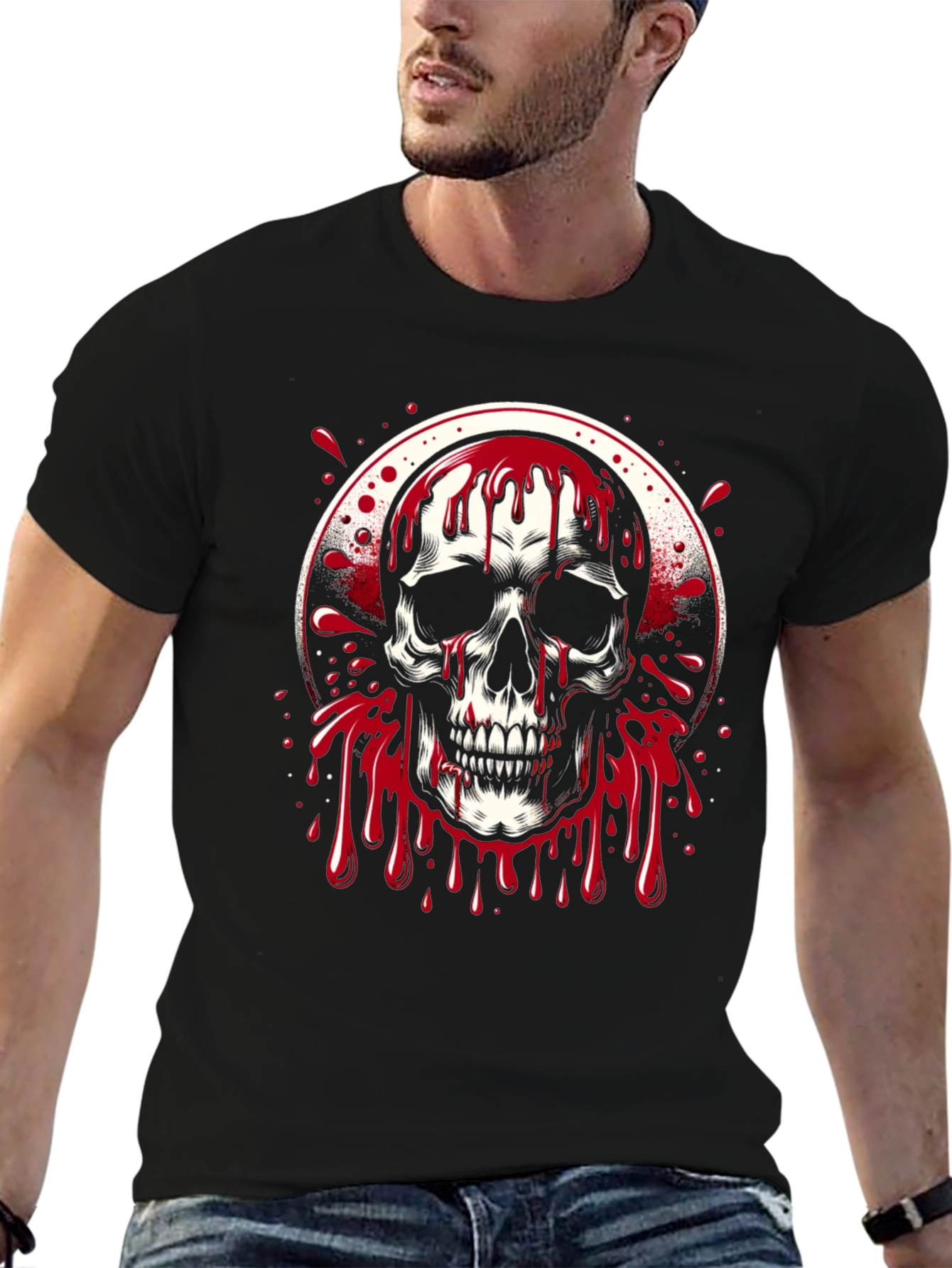 Bleeding Skull Graphic Tee - Black