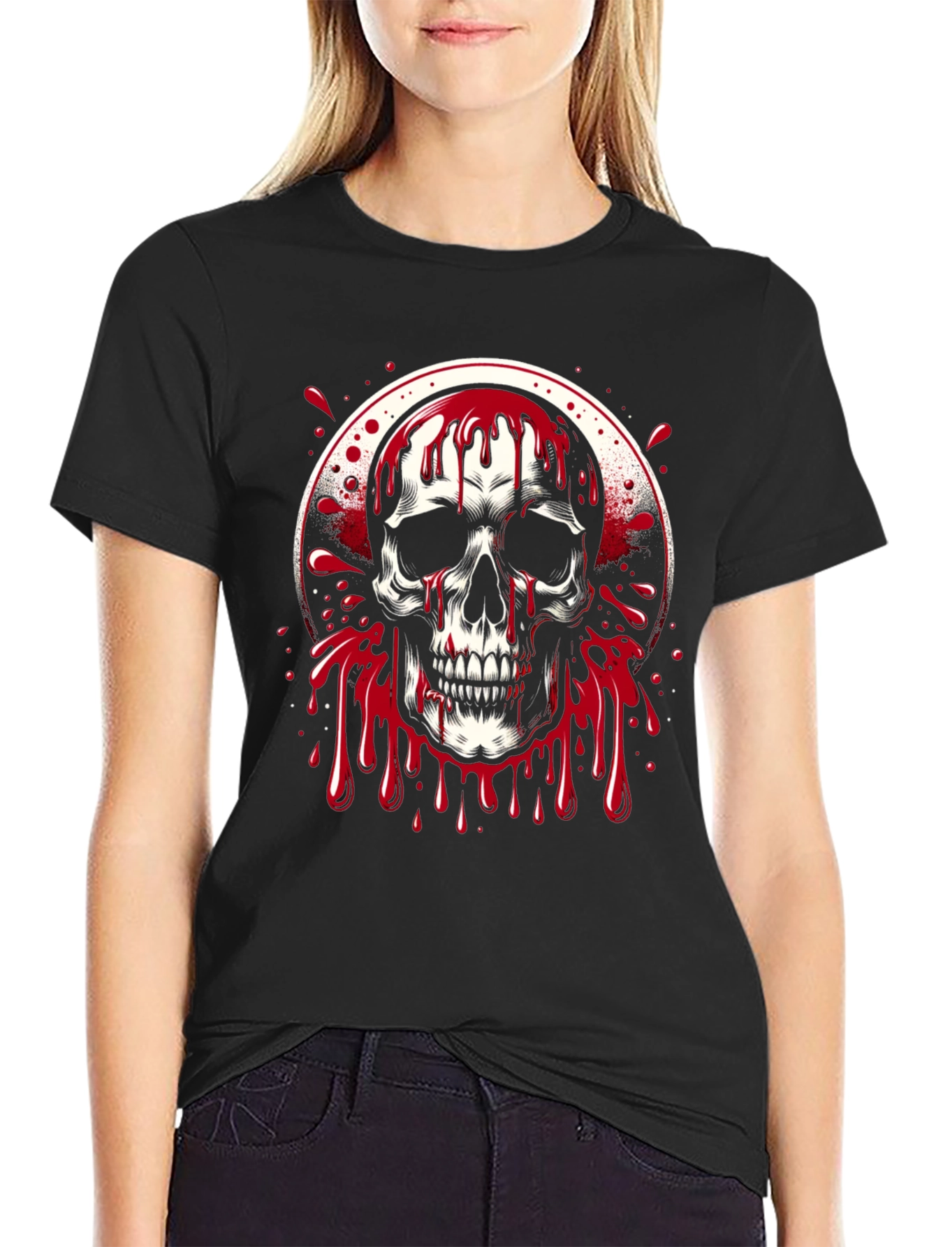 Bleeding Skull Graphic Tee - Black