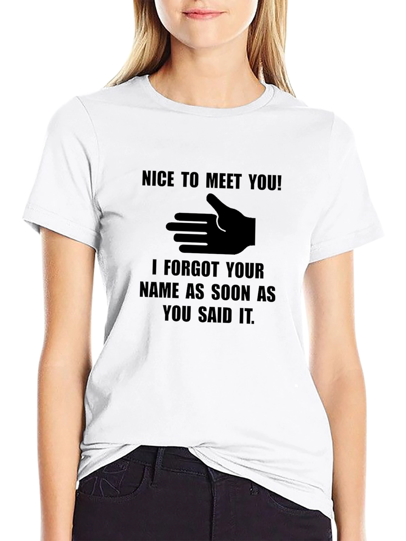 Funny Nice to Meet You Black T-Shirt