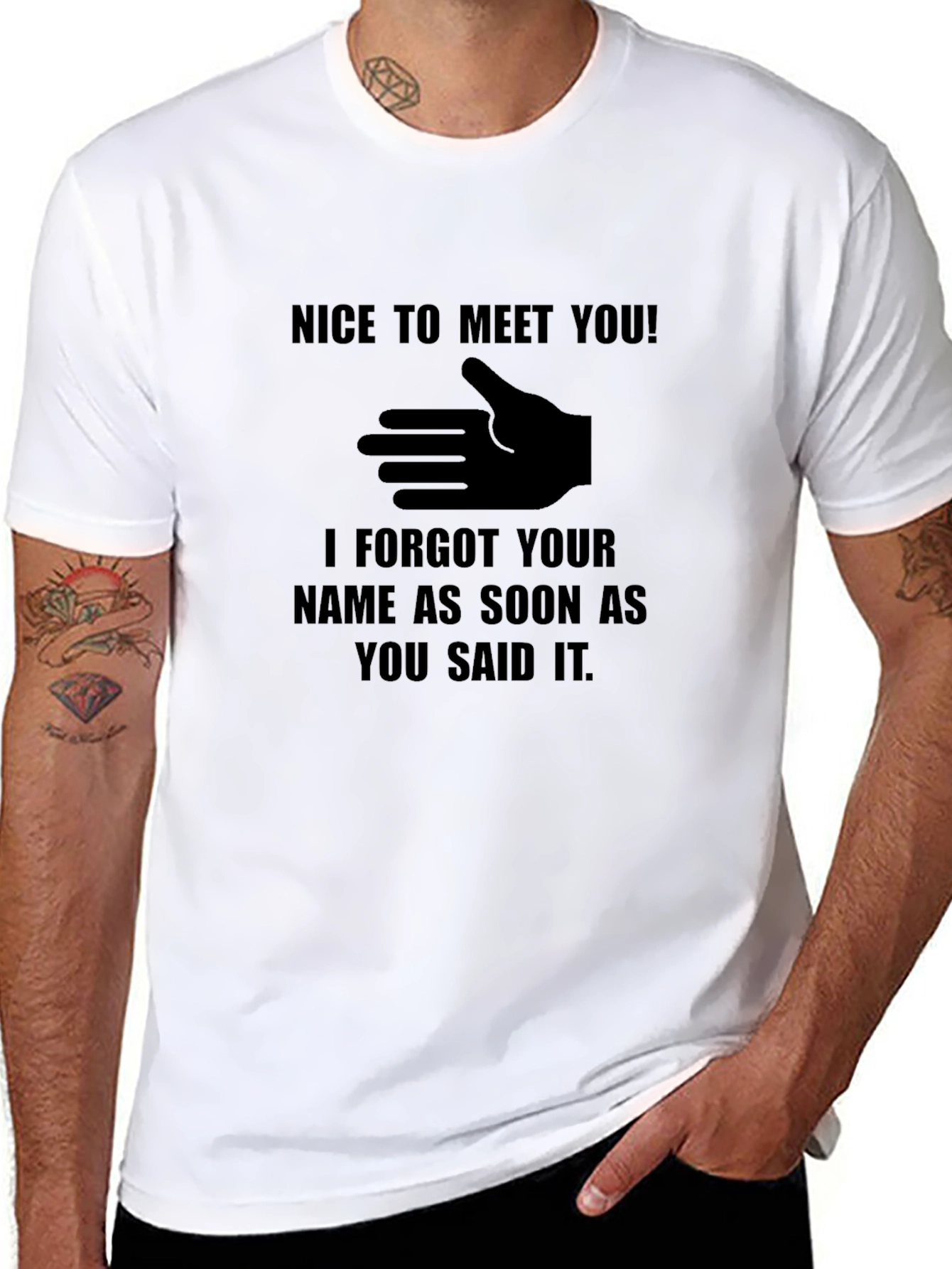 Funny Nice to Meet You Black T-Shirt