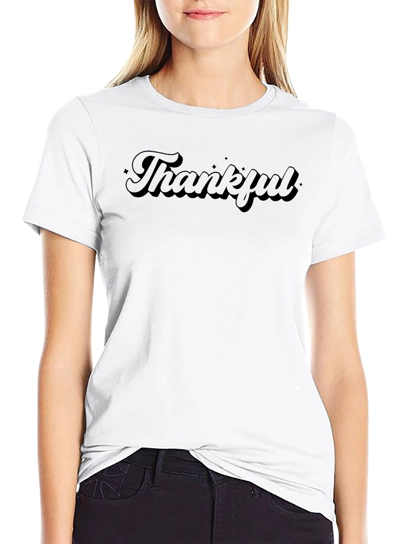 Thankful Black Graphic Tee - Soft & Stylish