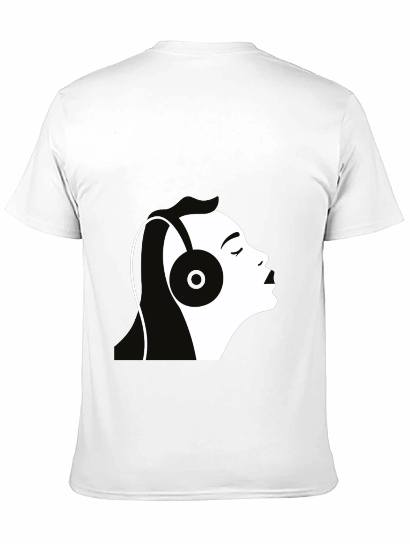 Headphones Silhouette Graphic T-Shirt - Black