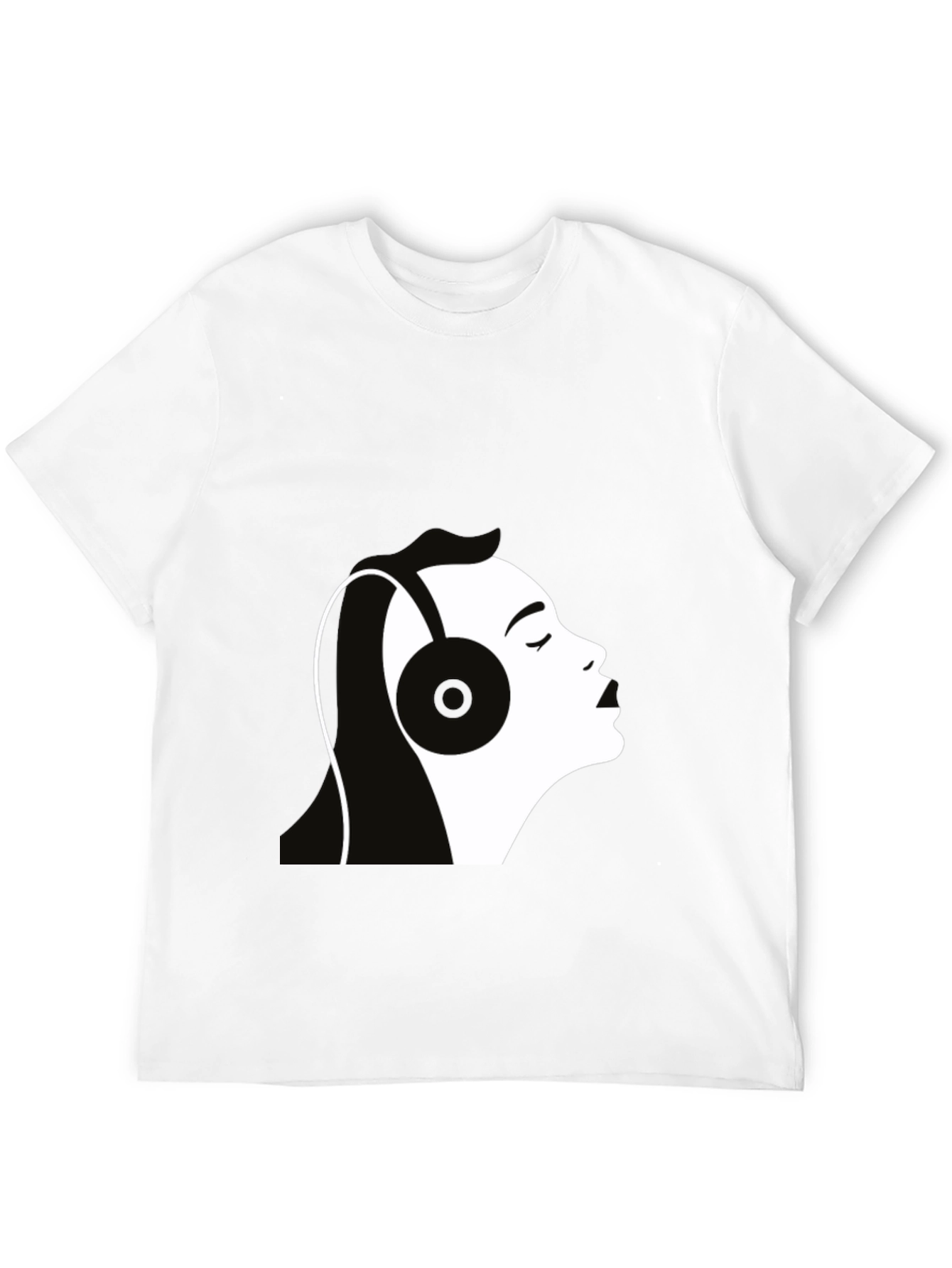 Headphones Silhouette Graphic T-Shirt - Black