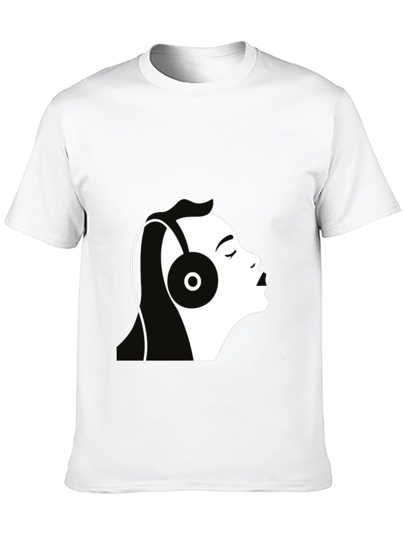 Headphones Silhouette Graphic T-Shirt - Black