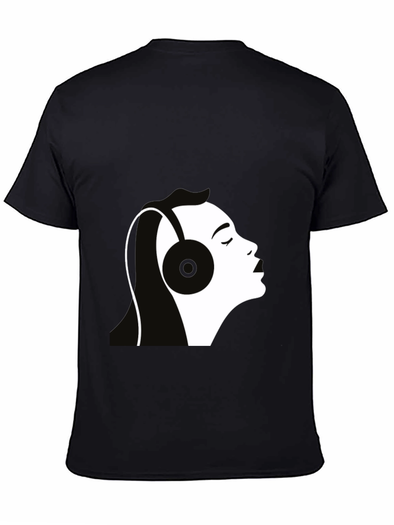 Headphones Silhouette Graphic T-Shirt - Black