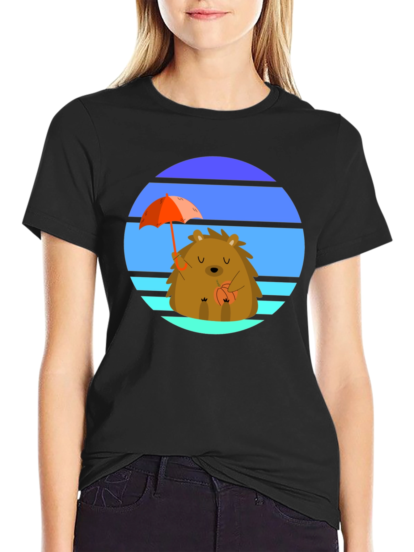 Cute Hedgehog Sunset Graphic Tee