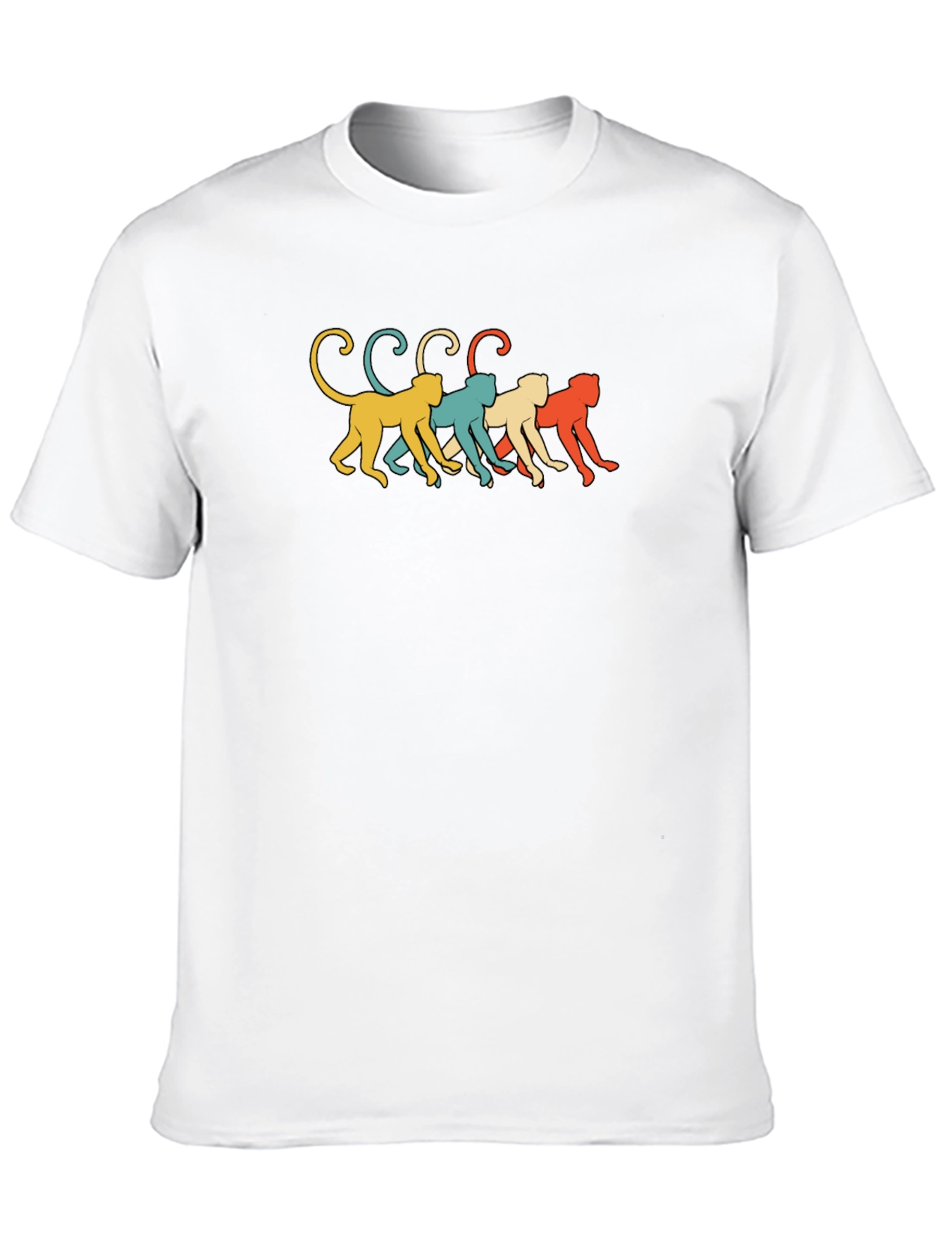 Retro Monkey Line Graphic Tee - Soft Black Cotton