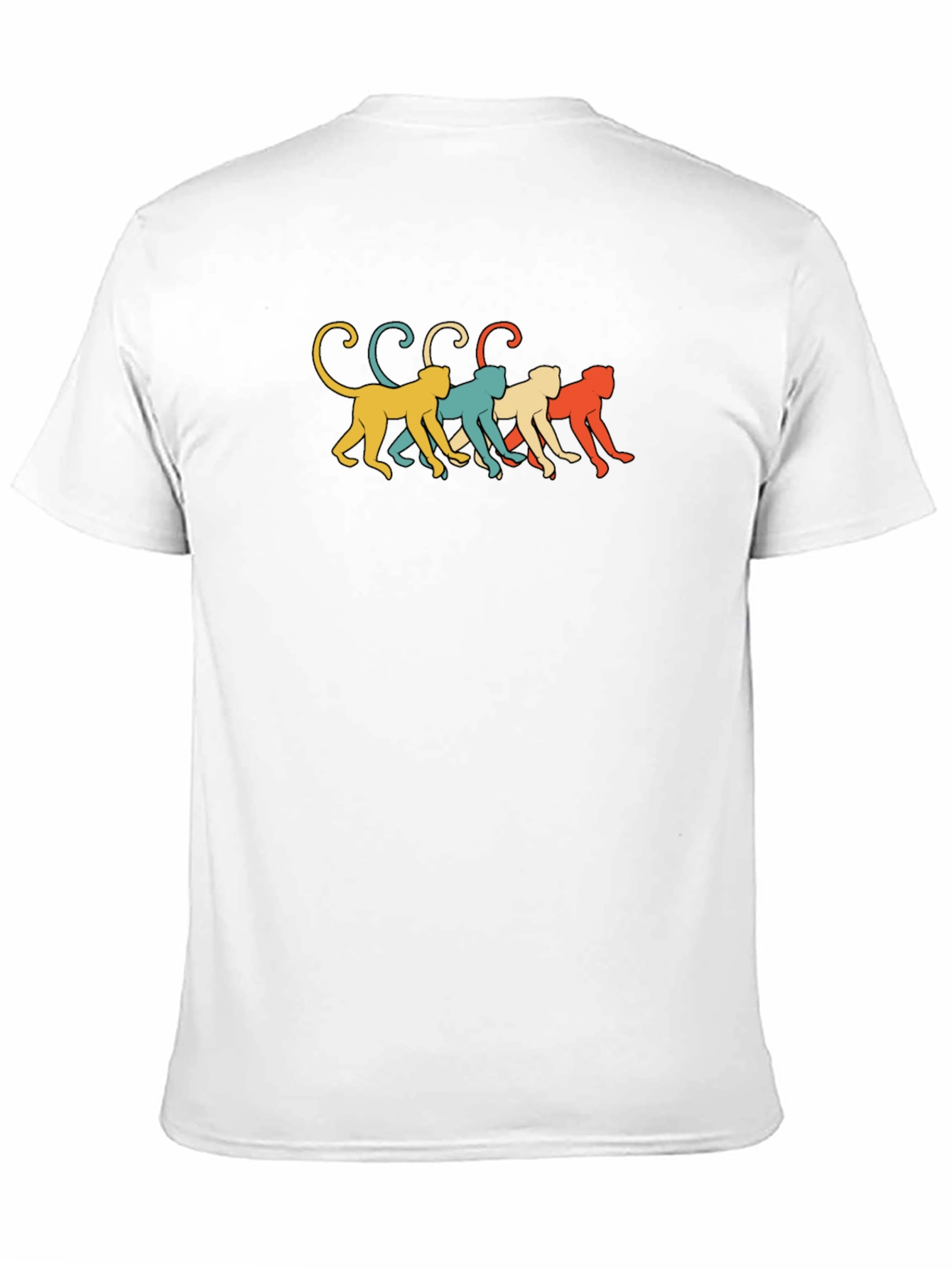 Retro Monkey Line Graphic Tee - Soft Black Cotton