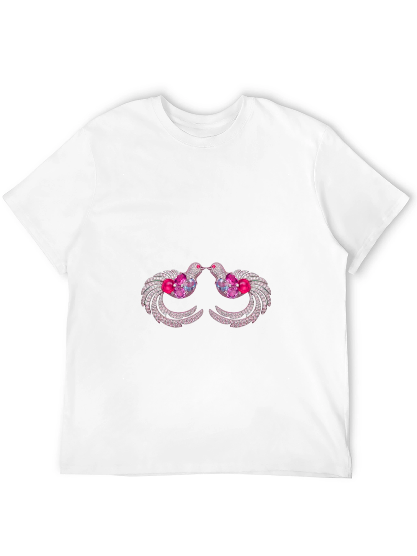 Black T-Shirt with Ornamental Bird Design