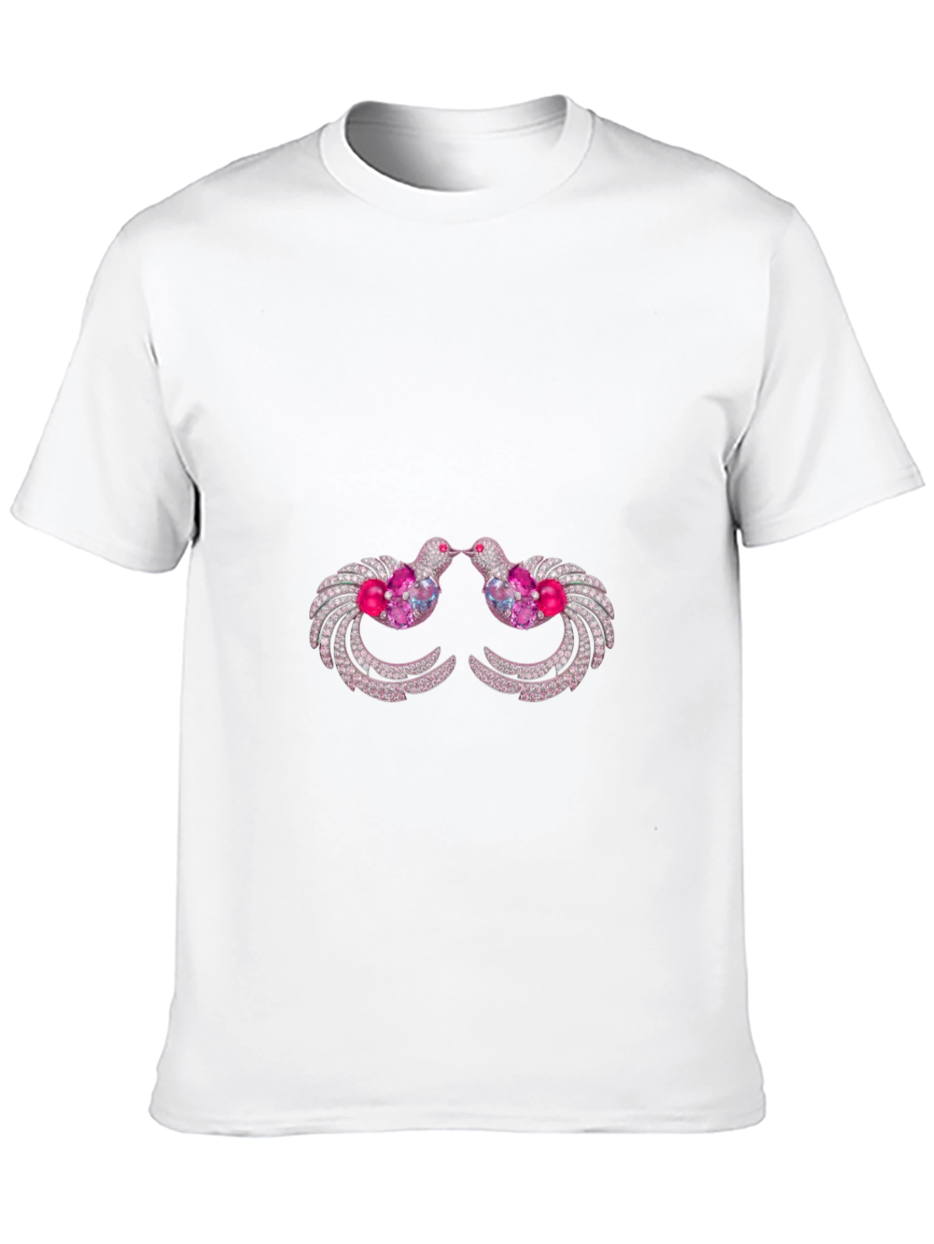 Black T-Shirt with Ornamental Bird Design