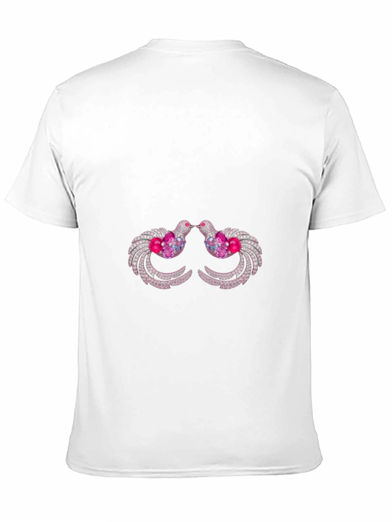 Black T-Shirt with Ornamental Bird Design