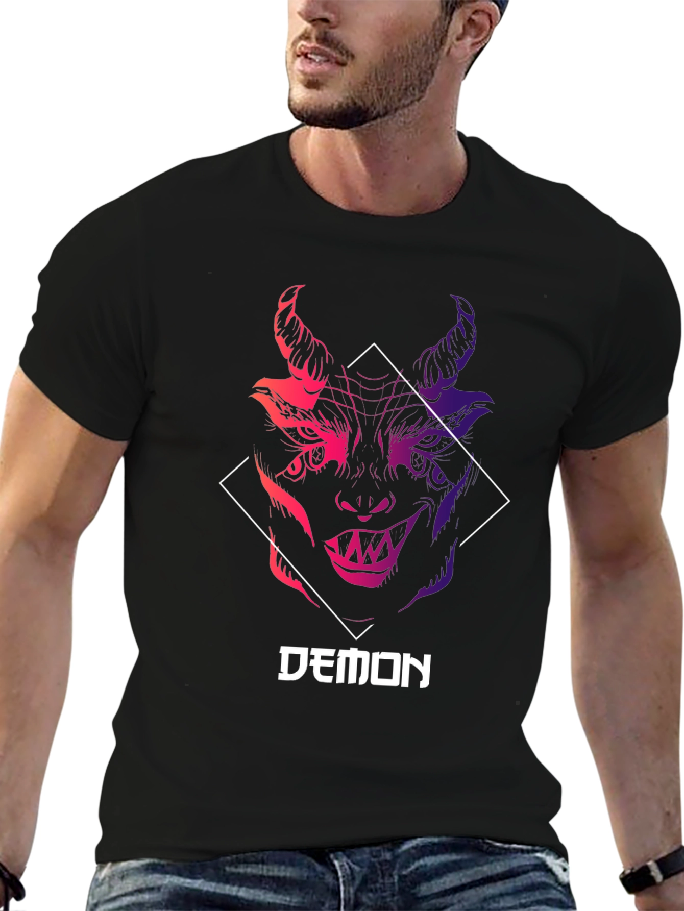 Mens Demon Graphic Tee - Unique Design