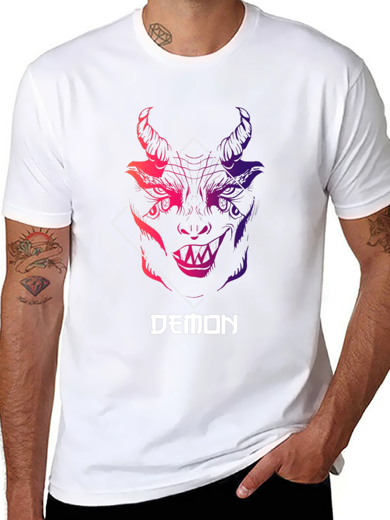 Mens Demon Graphic Tee - Unique Design