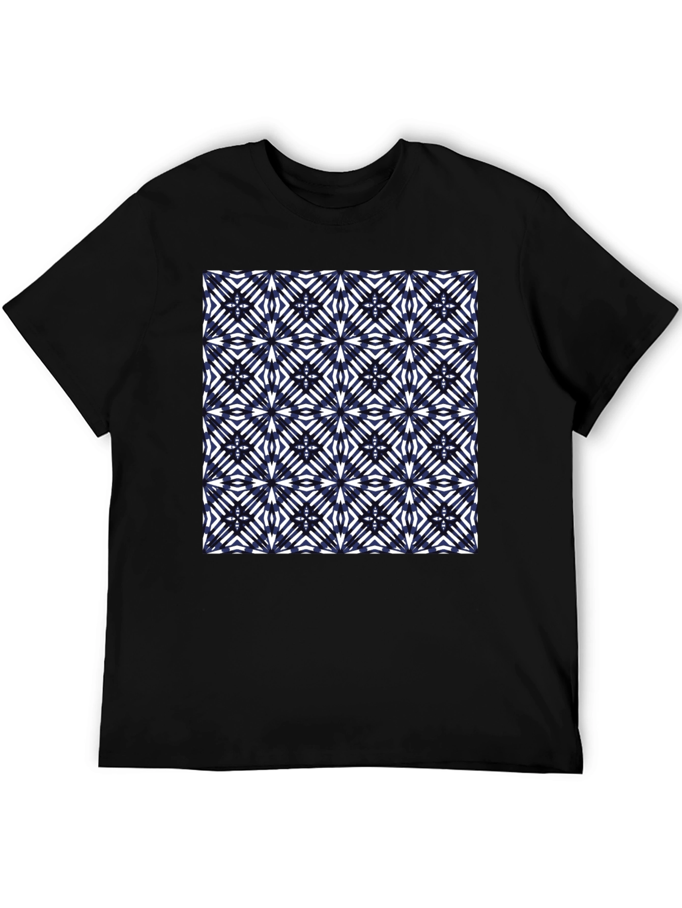 Abstract Geometric Pattern Tee - Black