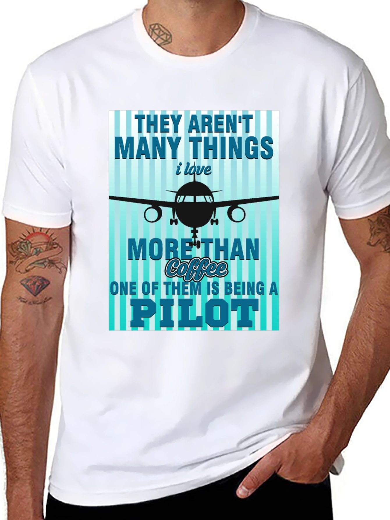 Pilot Coffee Graphic T-Shirt - Aviation Lover Tee