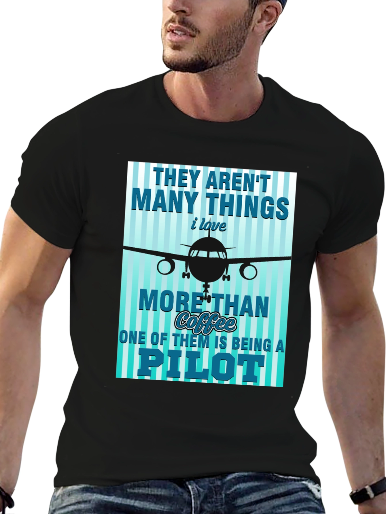 Pilot Coffee Graphic T-Shirt - Aviation Lover Tee