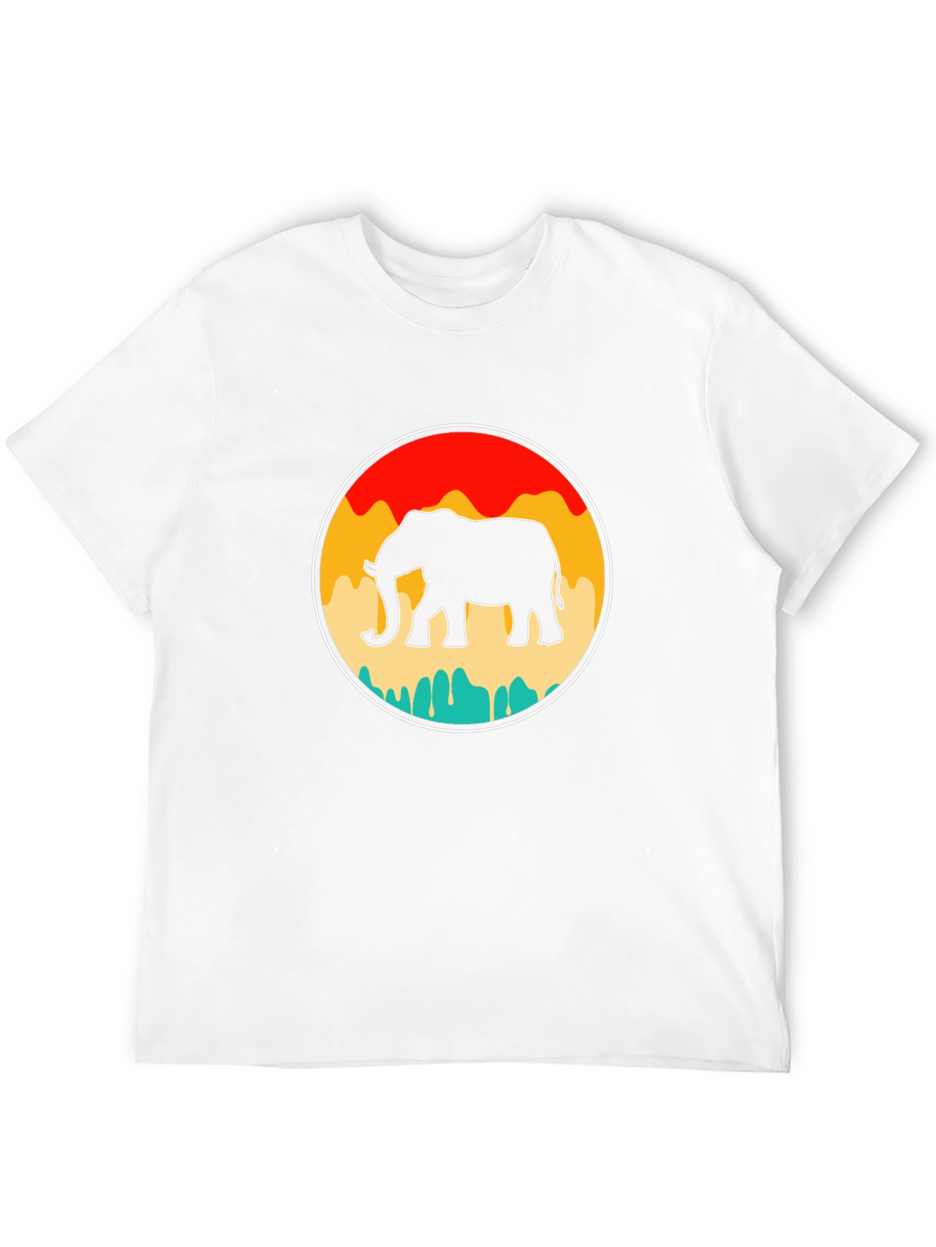Retro Elephant Graphic Tee - Black Cotton T-Shirt