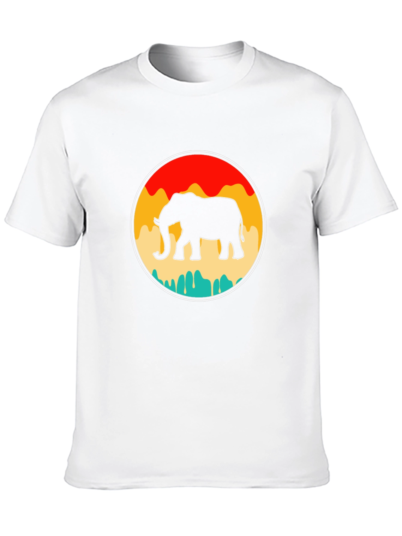 Retro Elephant Graphic Tee - Black Cotton T-Shirt