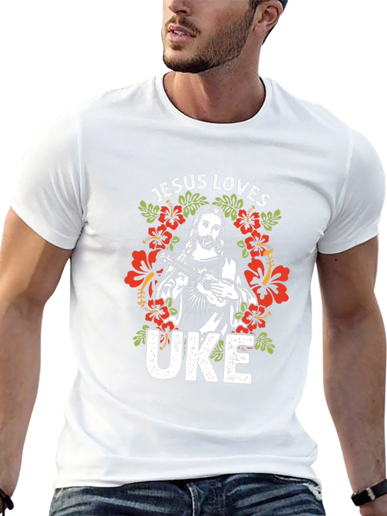 Jesus Loves Uke T-Shirt - Graphic Tee