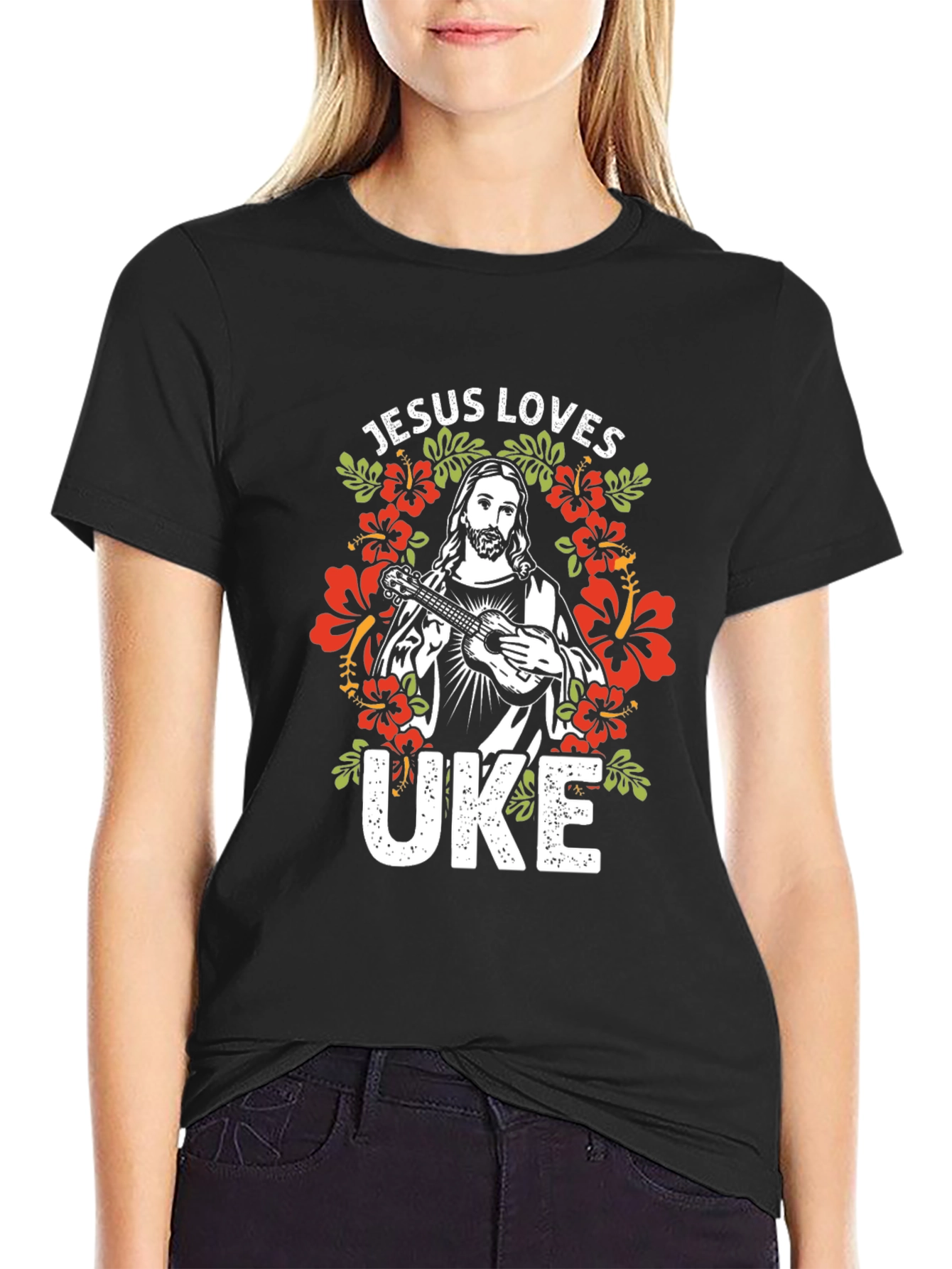 Jesus Loves Uke T-Shirt - Graphic Tee