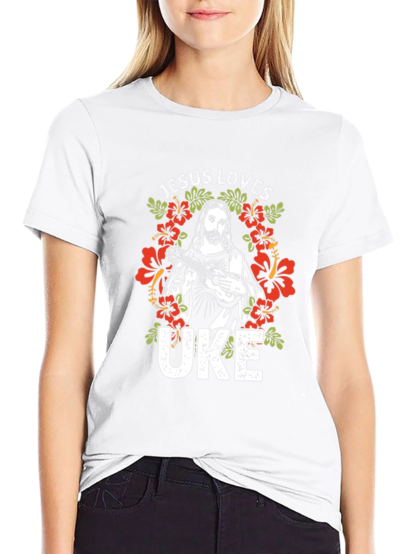 Jesus Loves Uke T-Shirt - Graphic Tee