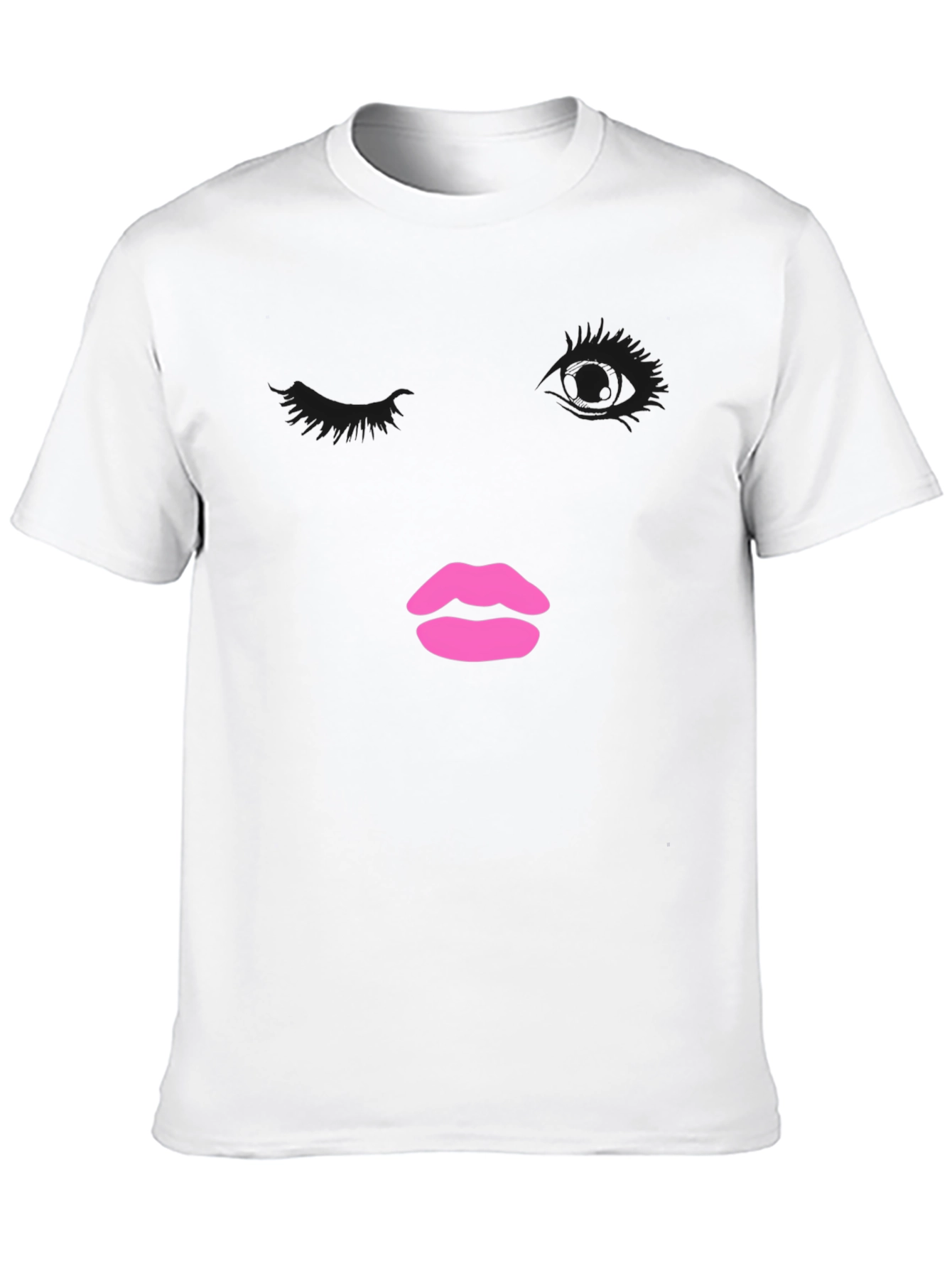 Abstract Face Graphic Tee - Trendy Black T-Shirt