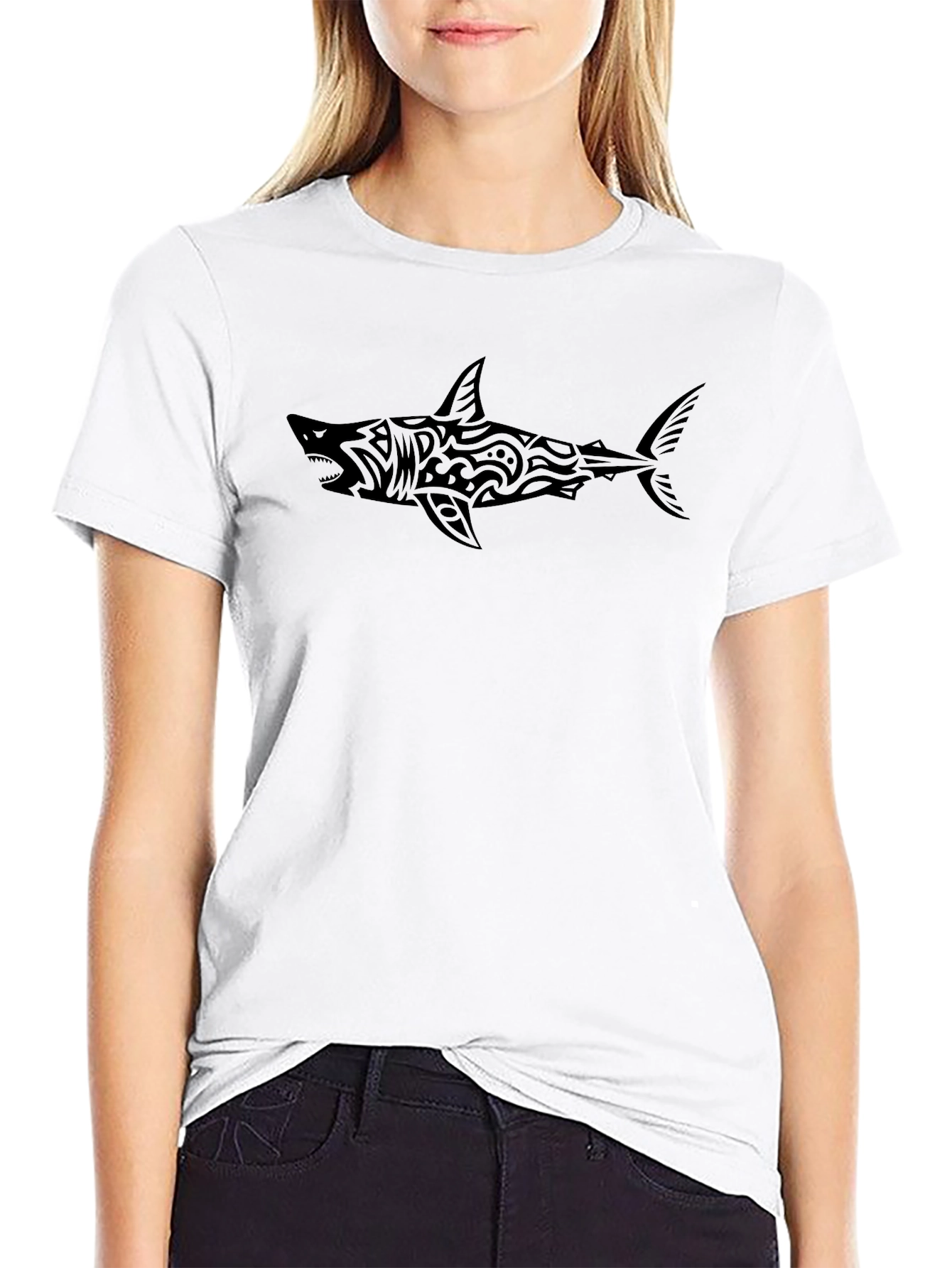 Mens Black Shark Graphic T-Shirt