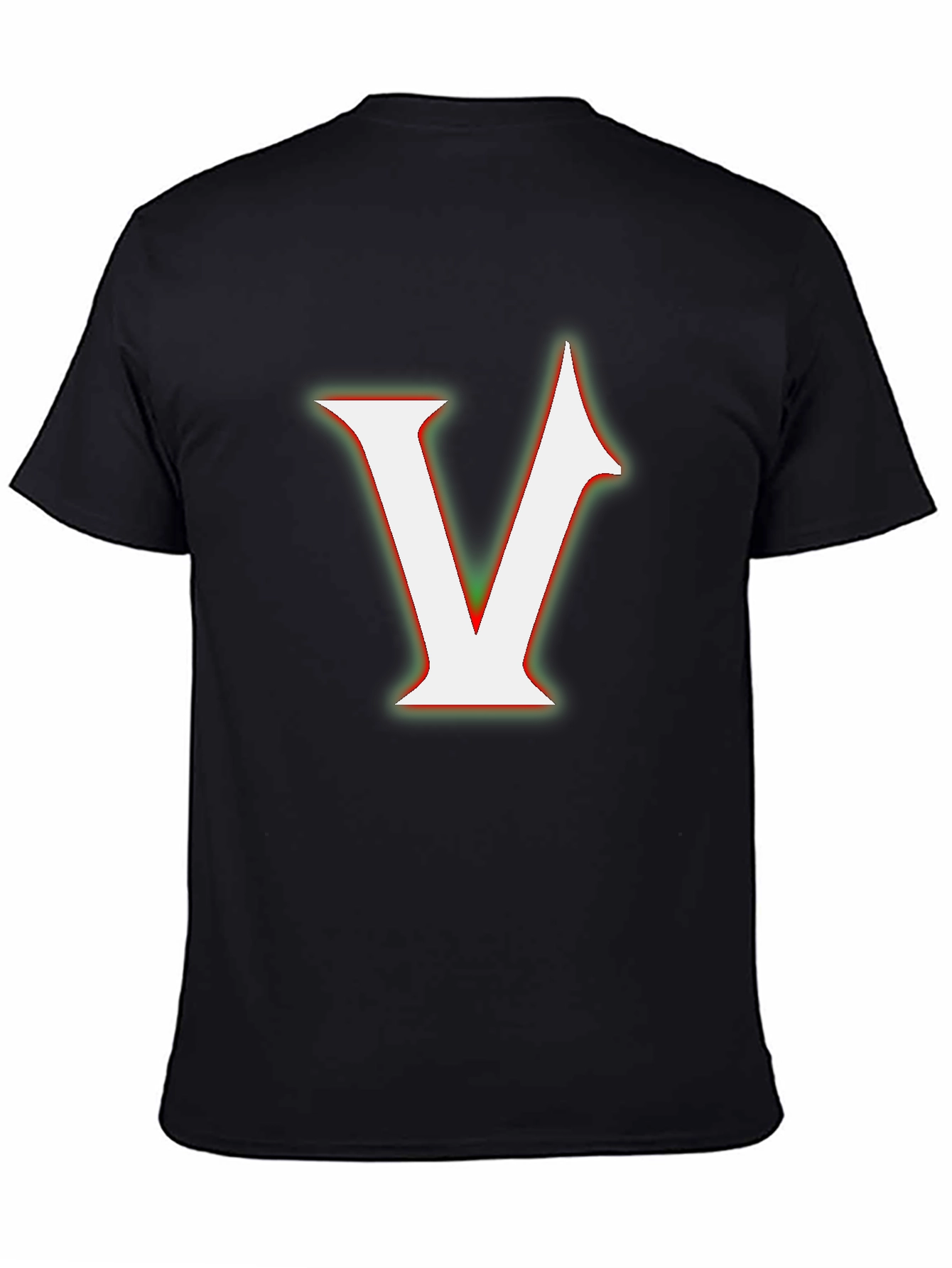 Bold Initial V Graphic Tee - Black Cotton Blend