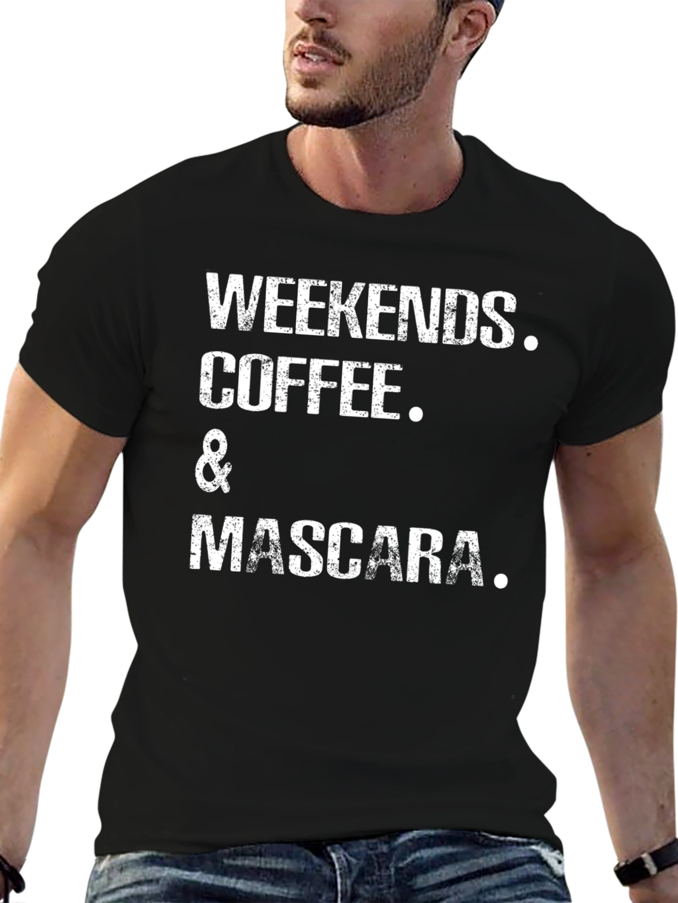 Weekends Coffee and Mascara Black Graphic Tee