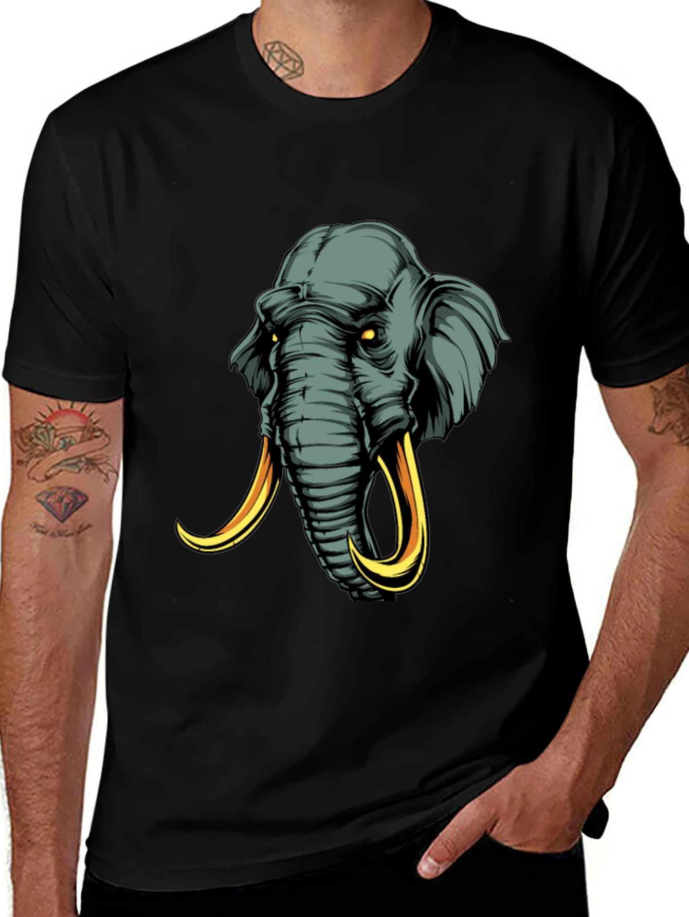 Elephant Graphic Tee - Mens Black T-Shirt