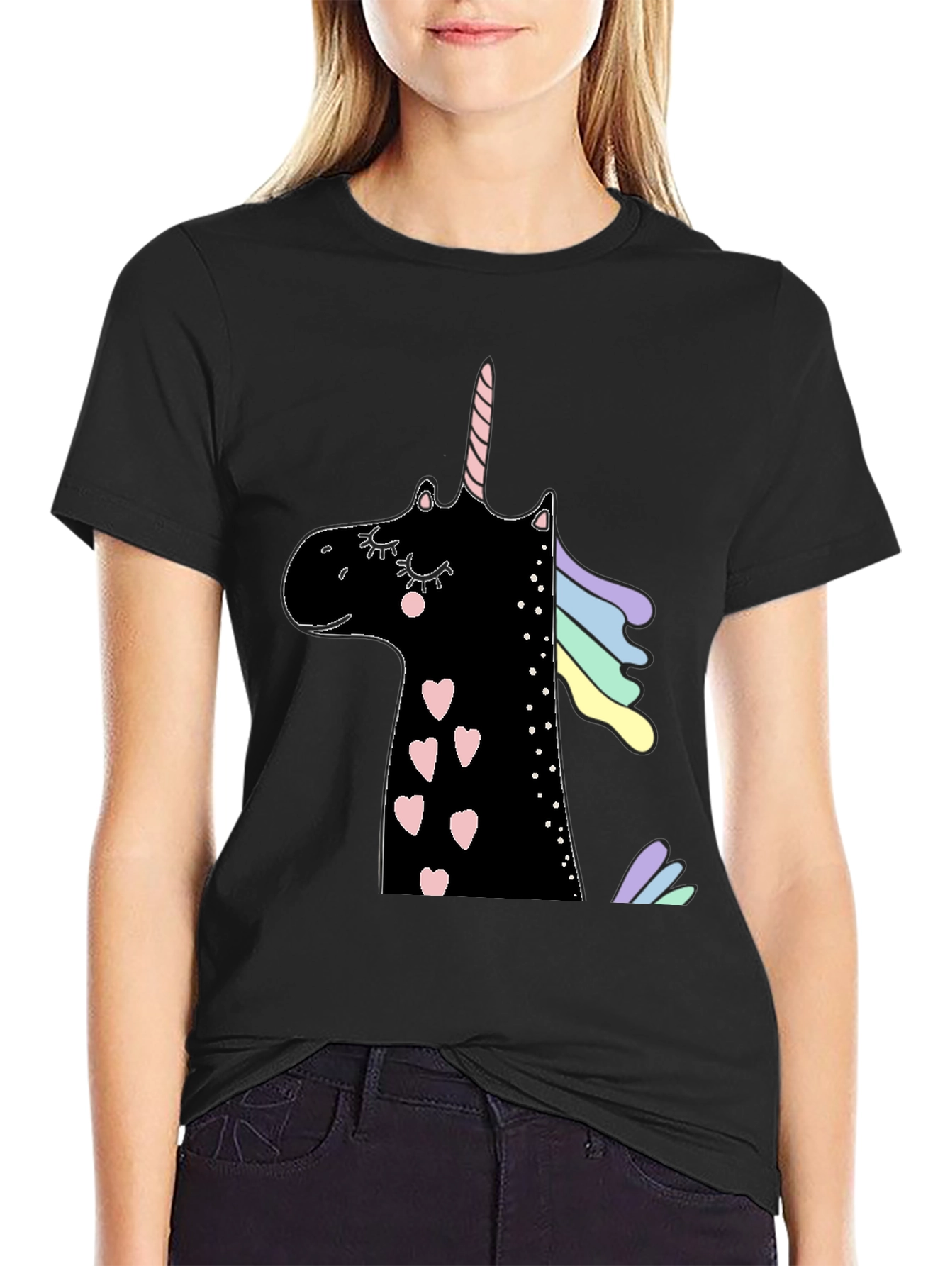 Unicorn Heart Black T-Shirt
