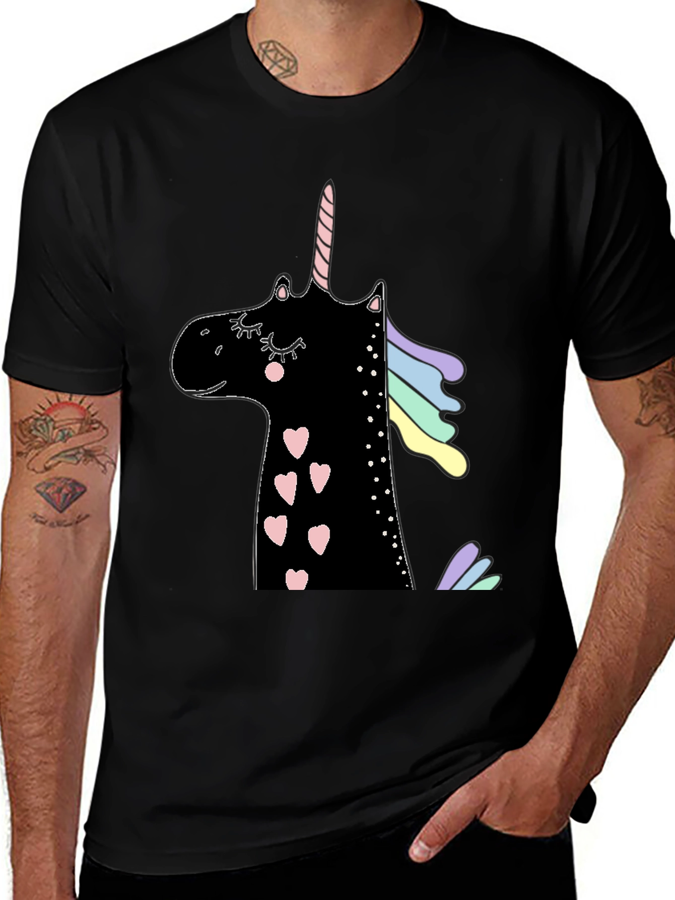 Unicorn Heart Black T-Shirt