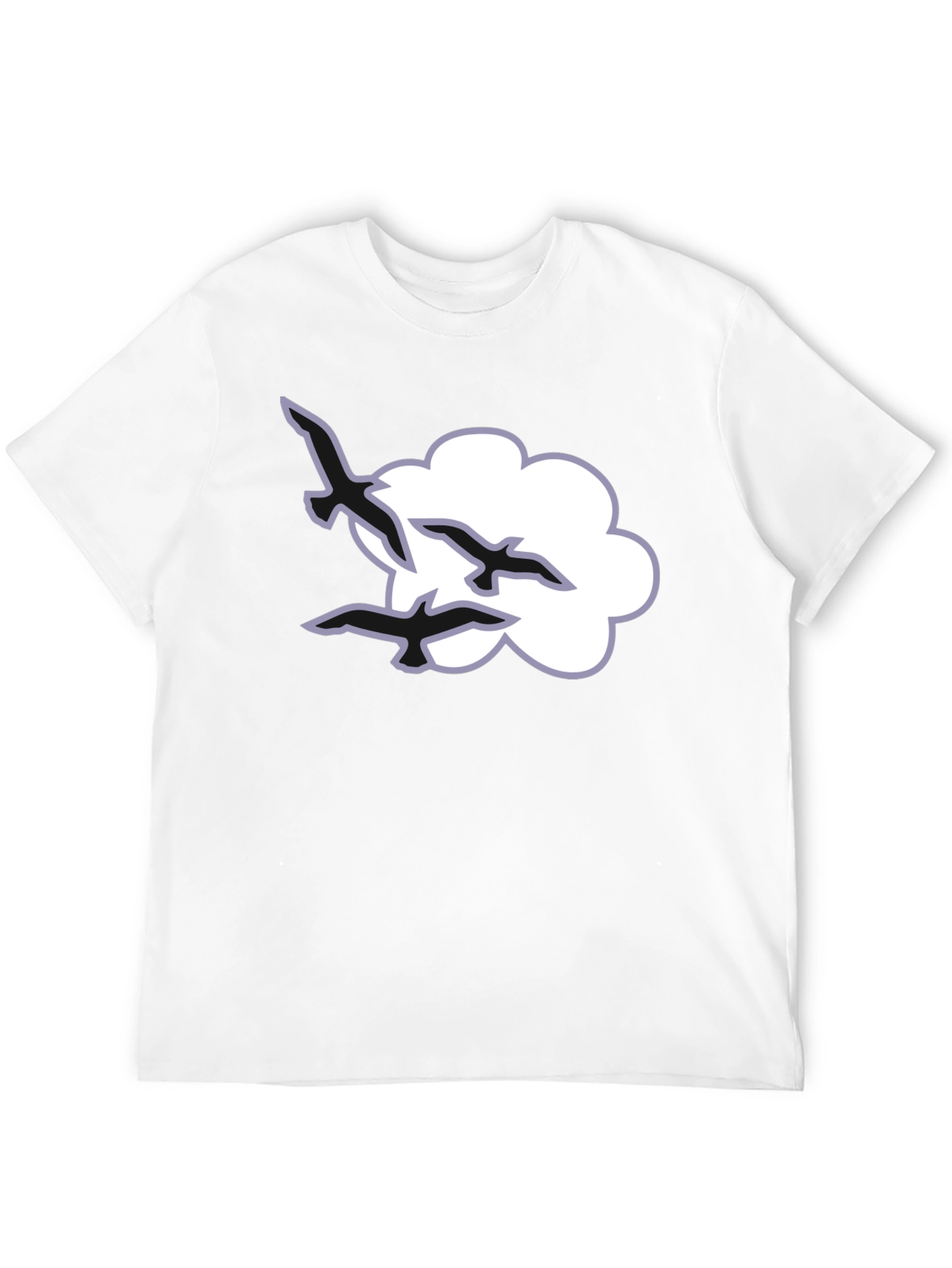 Cloud and Birds Black T-Shirt