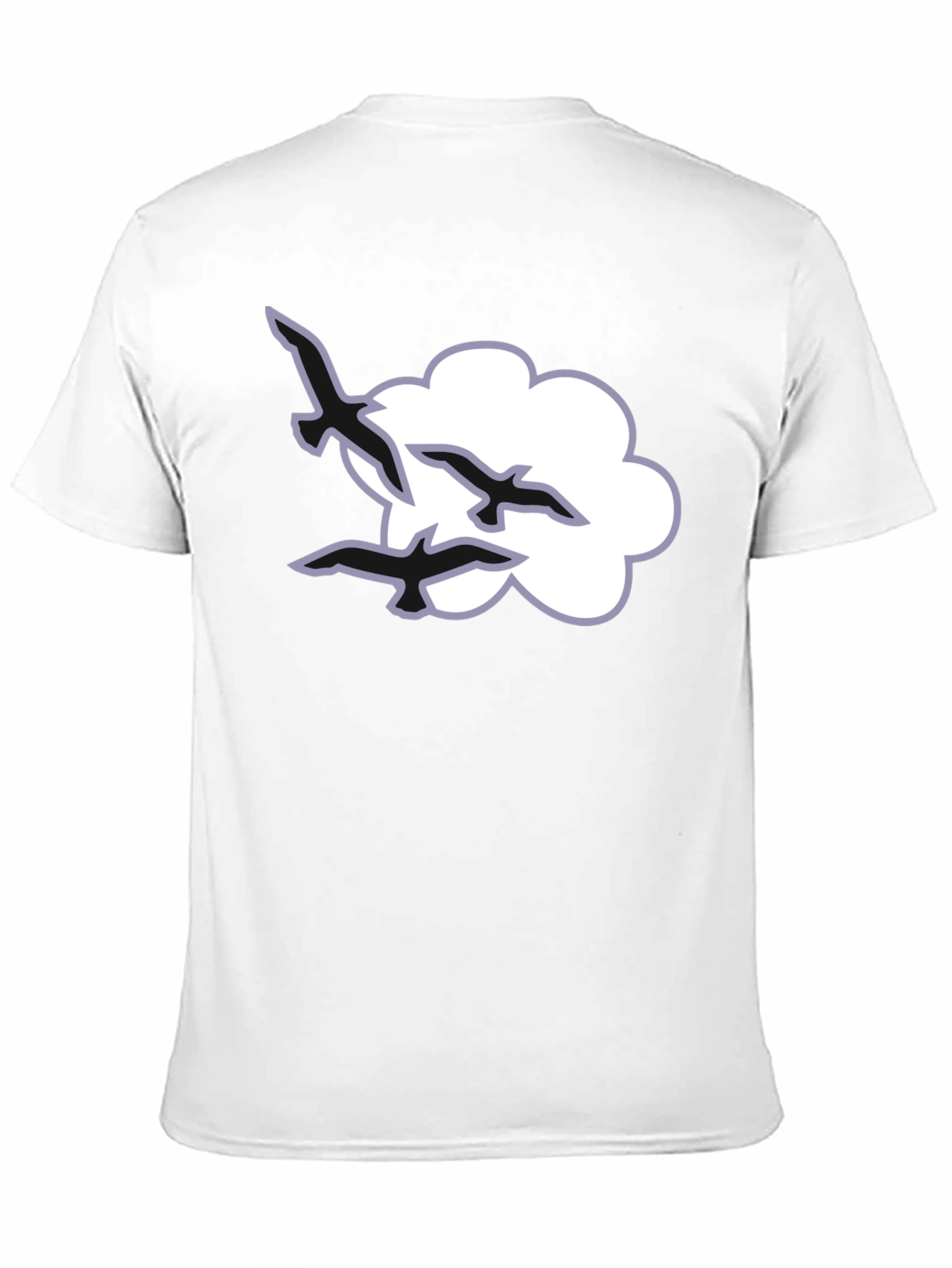 Cloud and Birds Black T-Shirt