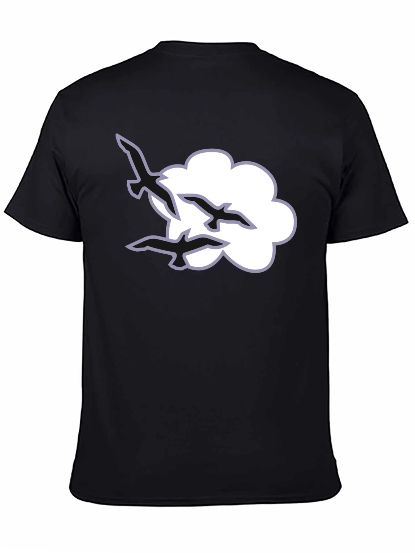 Cloud and Birds Black T-Shirt