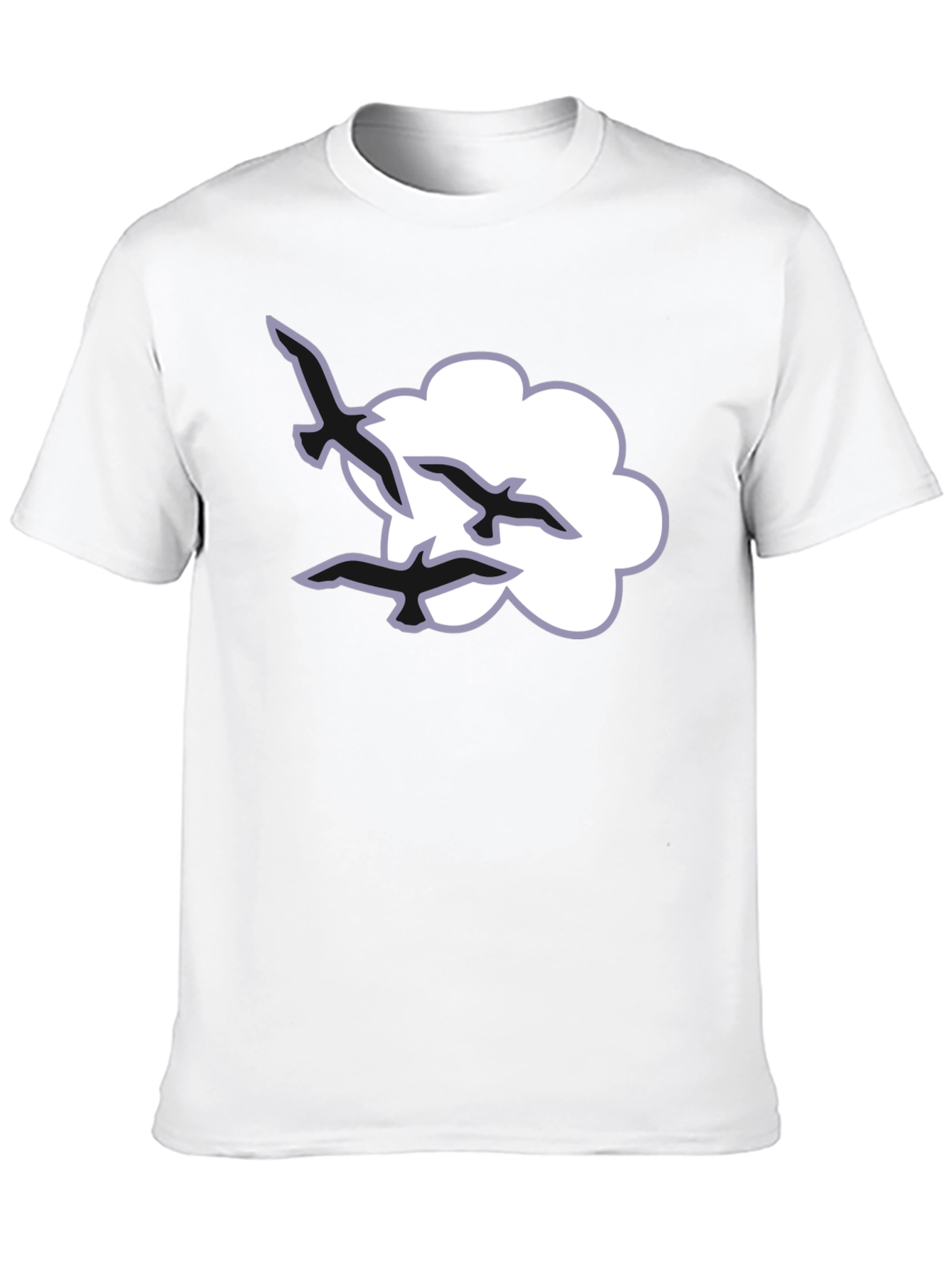 Cloud and Birds Black T-Shirt