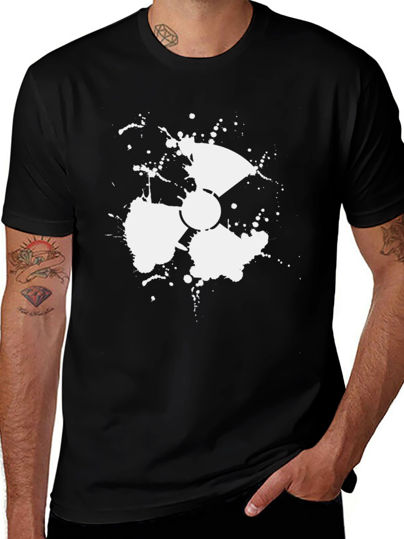 Radioactive Splatter Graphic Tee - Black Cotton Blend