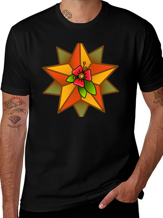 Star Flower Graphic Black T-Shirt