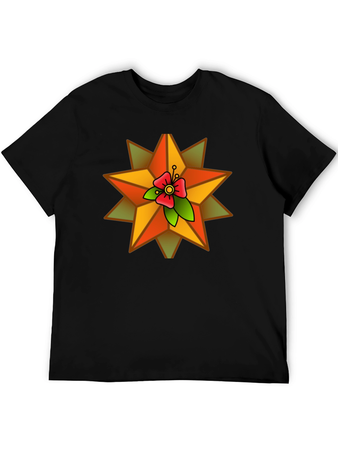 Star Flower Graphic Black T-Shirt