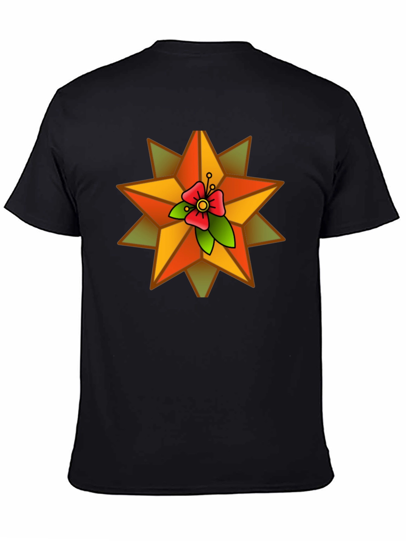 Star Flower Graphic Black T-Shirt