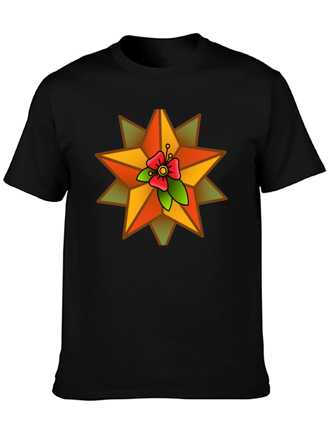 Star Flower Graphic Black T-Shirt