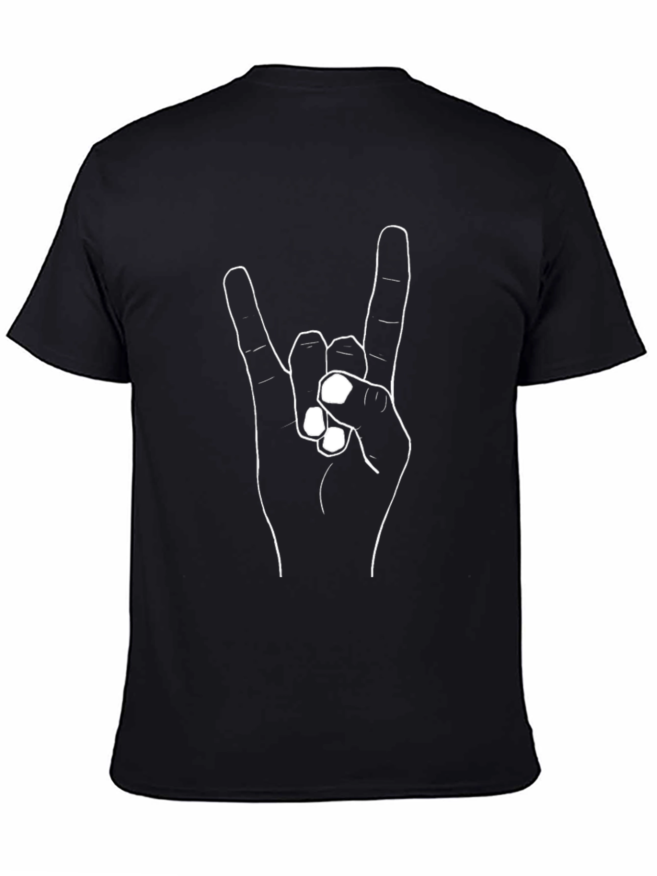 Rock On Hand Gesture Graphic Tee - Black