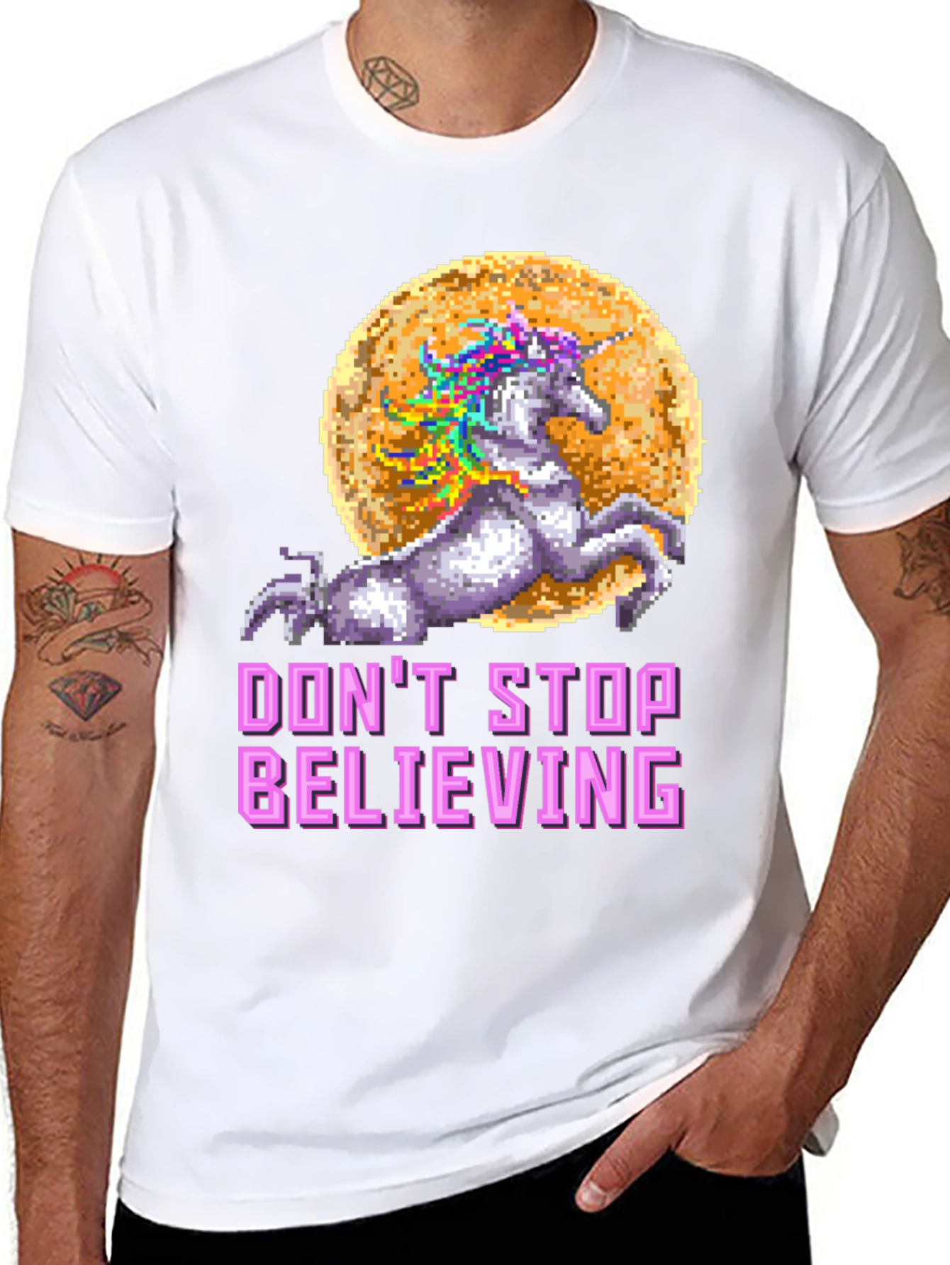 Unicorn Dont Stop Believing Graphic T-Shirt