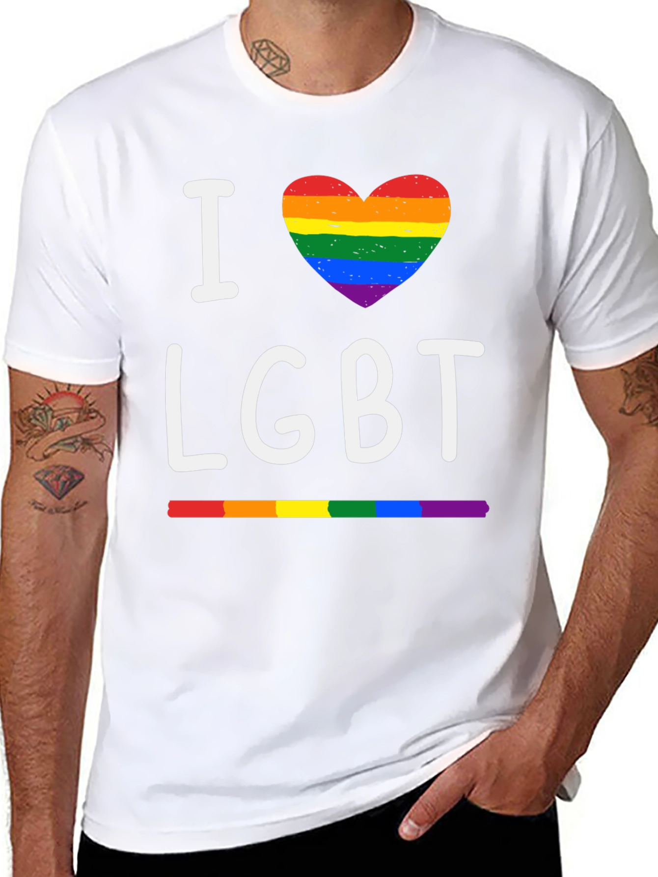 I Heart LGBT Pride T-Shirt - Rainbow Love