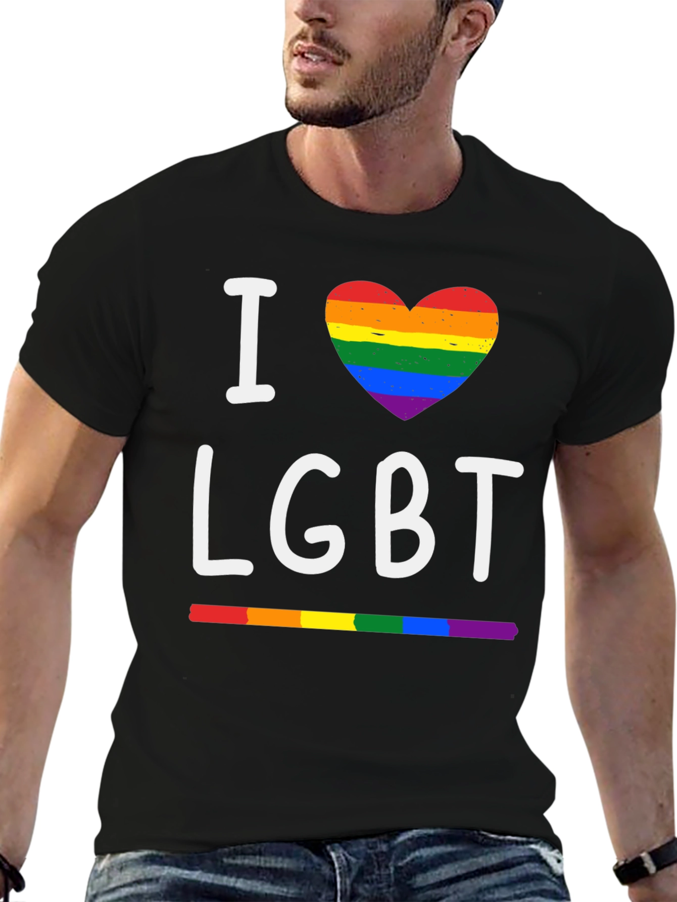 I Heart LGBT Pride T-Shirt - Rainbow Love