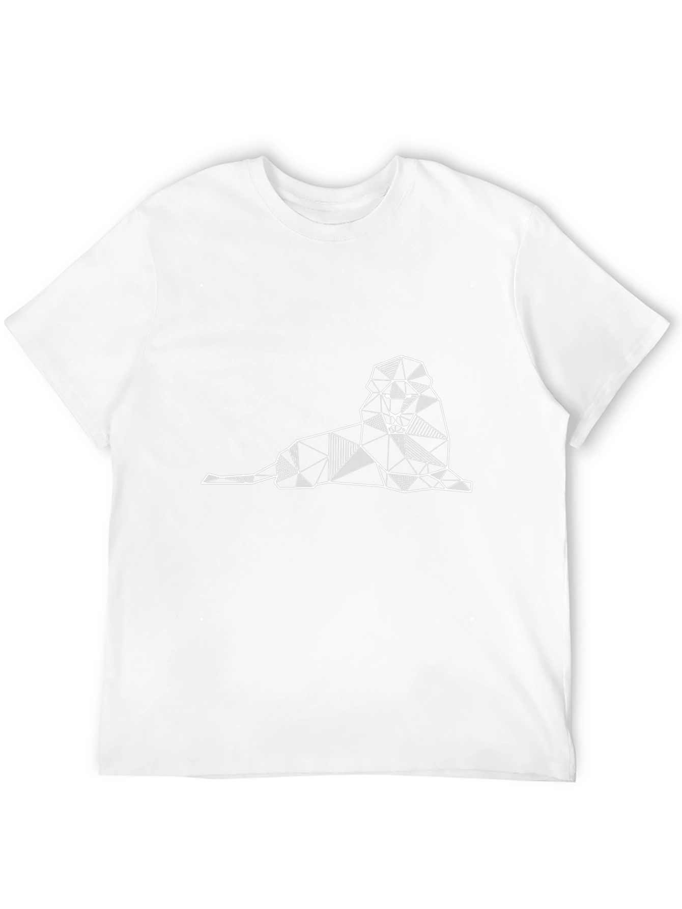 Geometric Lion Graphic Tee - Stylish Mens Black T-Shirt