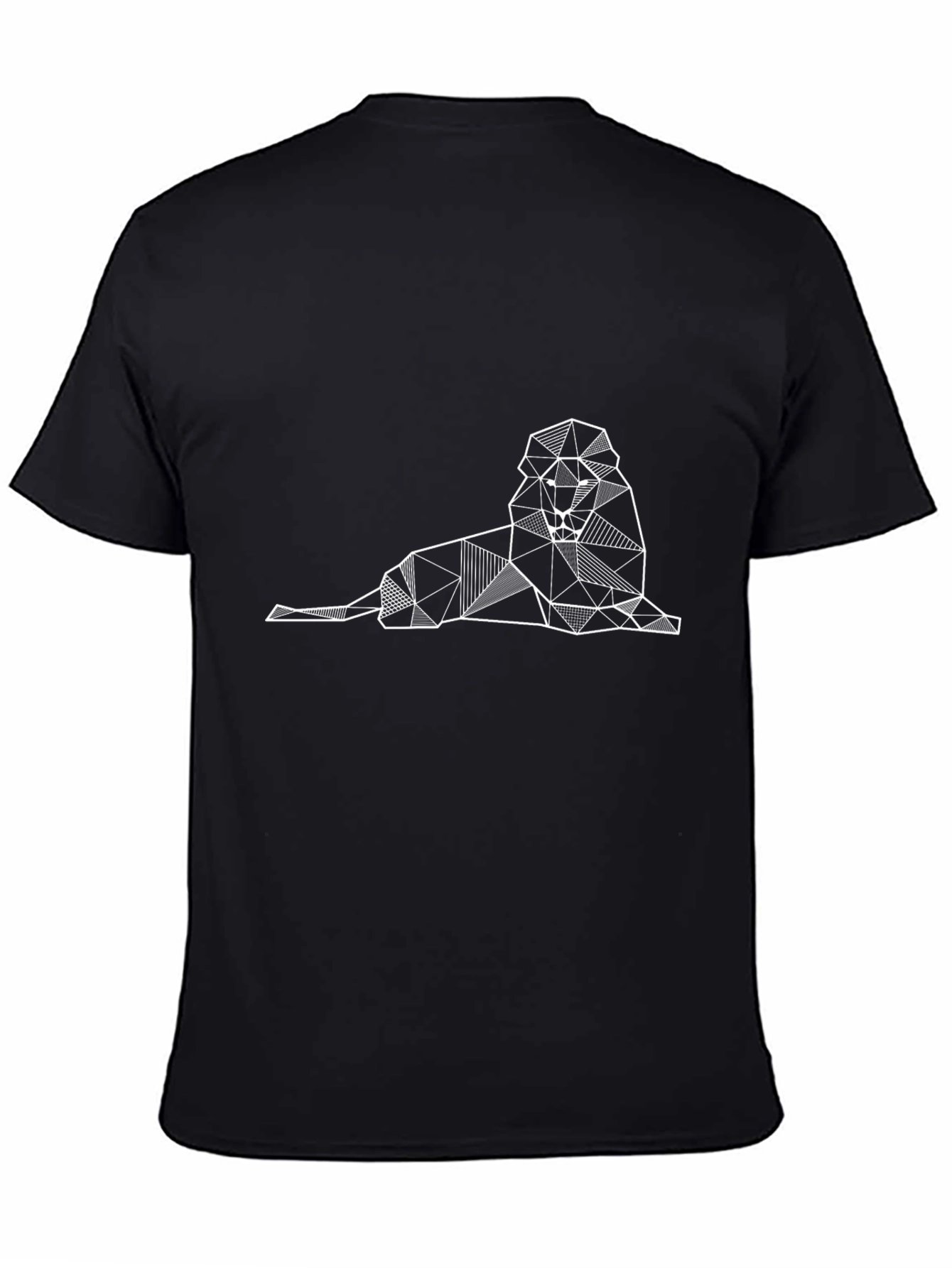 Geometric Lion Graphic Tee - Stylish Mens Black T-Shirt