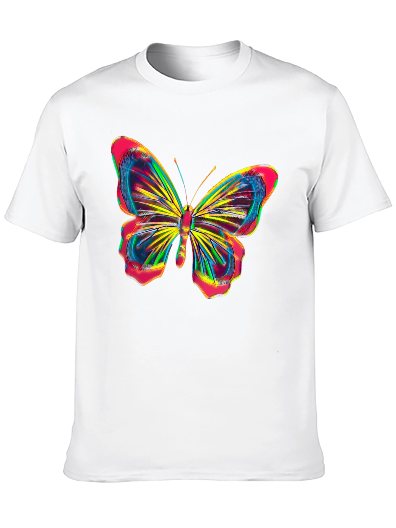 Vibrant Butterfly Graphic Tee - Bold Black Cotton Shirt