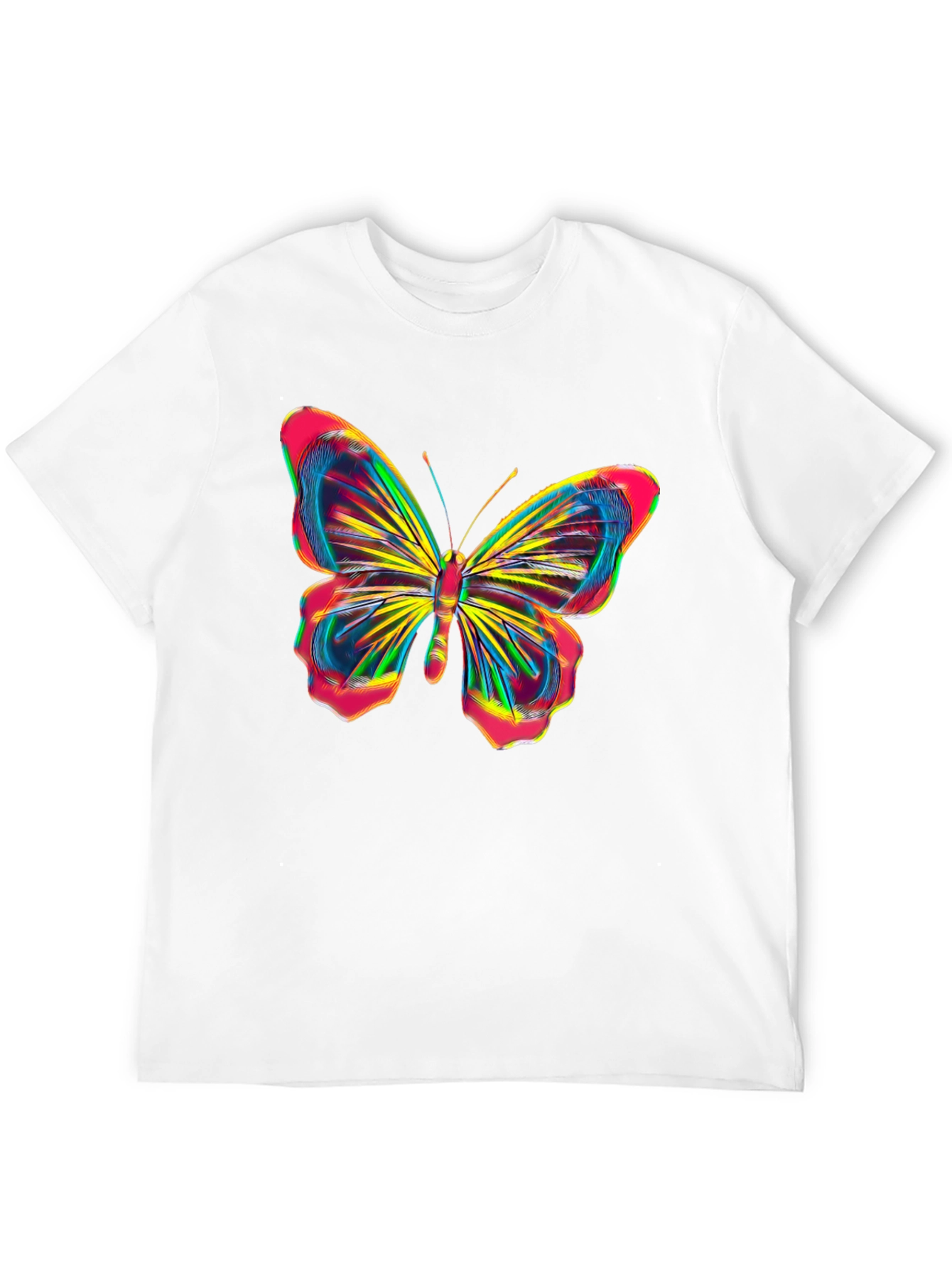 Vibrant Butterfly Graphic Tee - Bold Black Cotton Shirt